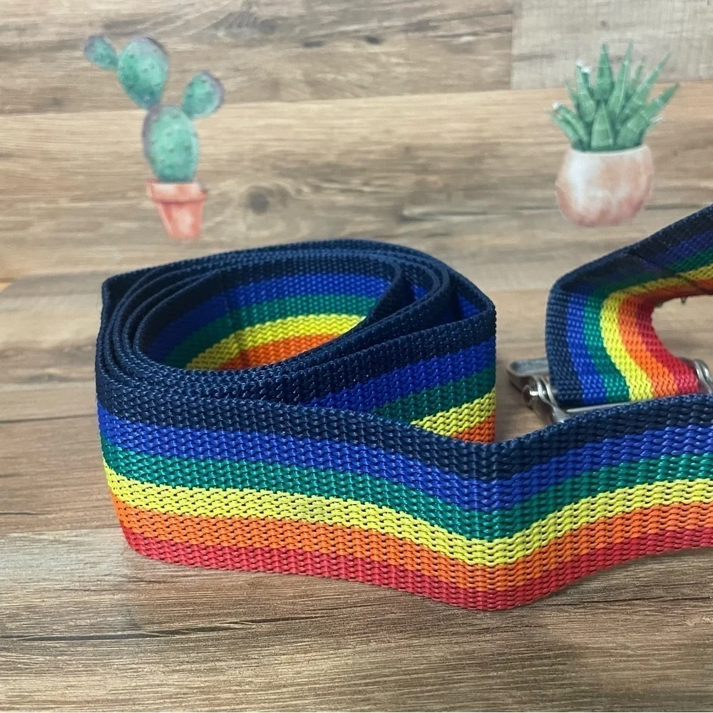 Vintage rainbow belt lobster claw buckle length 72” really long
